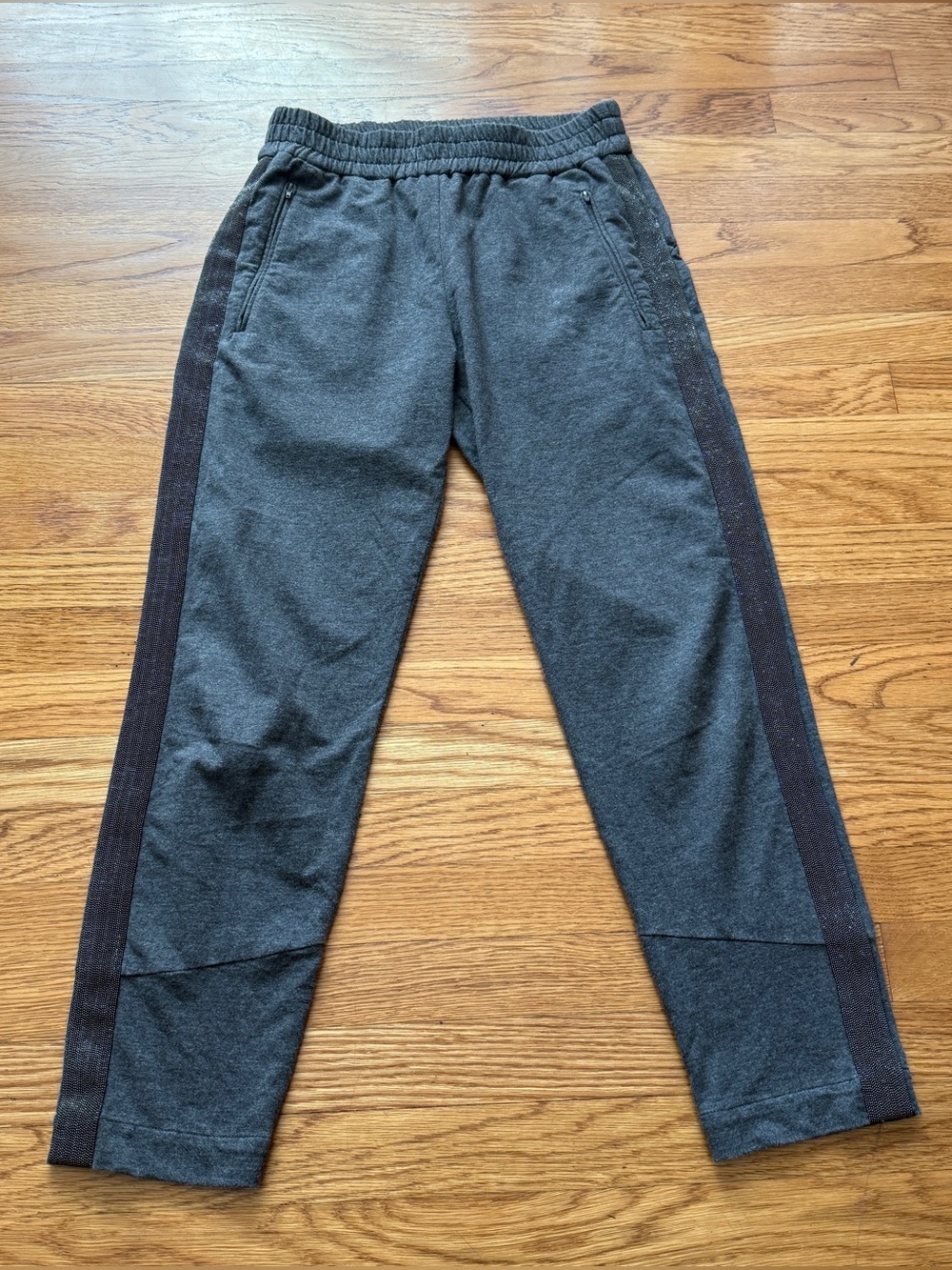 Brunello Cucinelli gray beaded side silk blend joggers XS